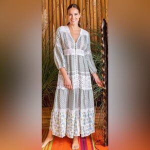 Temptation Positano classic Positano linen blend maxi dress cashmere green